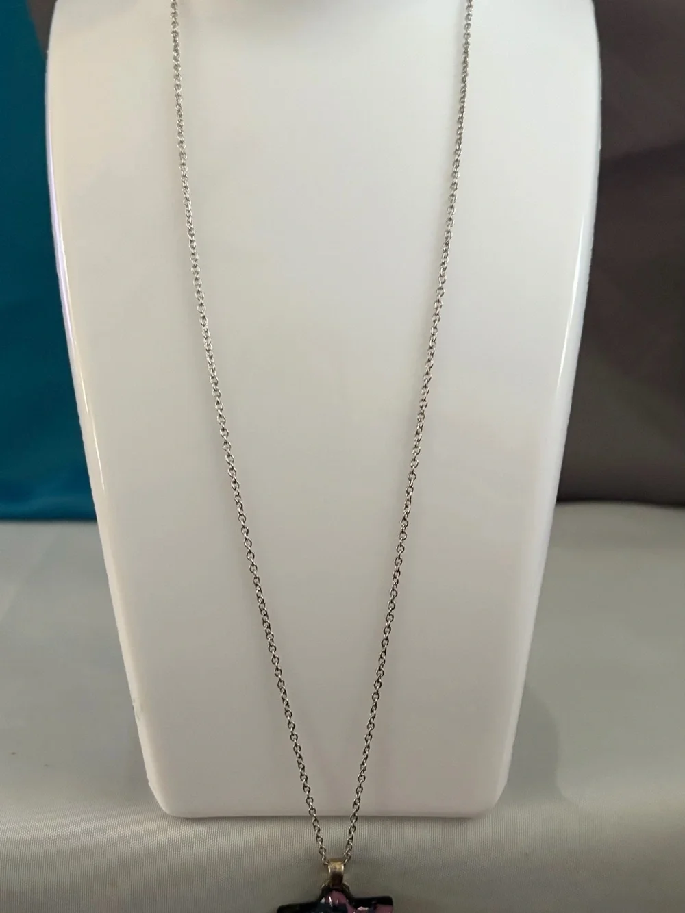 Aran Crafts Silver Chain Necklace with Pink and Blue Star Pendant